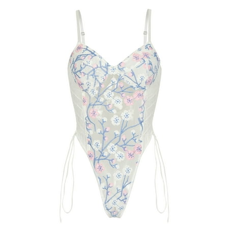 

ZRBYWB Women Fashion Print Mesh Lingerie Lace Lingerie One Piece Bodysuit Set Underwear Women Lingerie