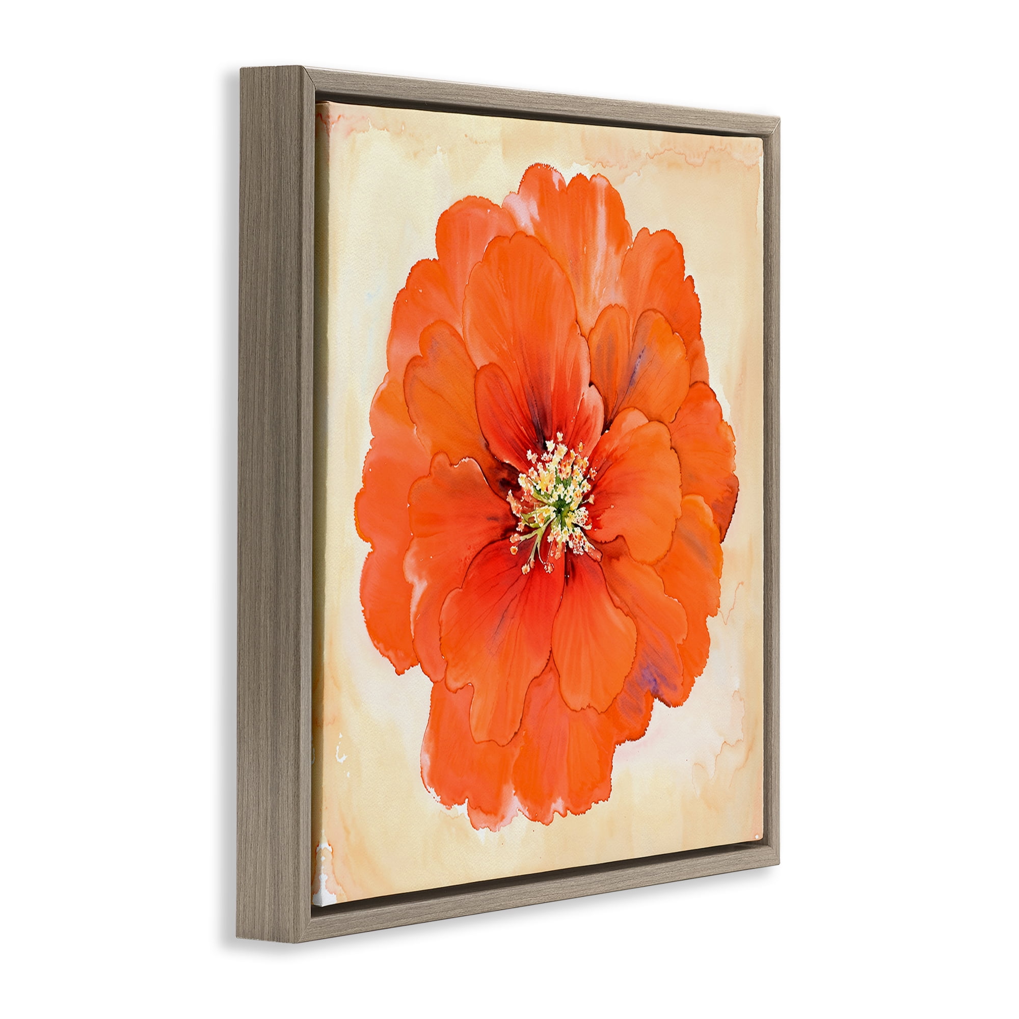Stupell Industries Mixed Media Flowers Plants & Flowers Painting Brown Floater Framed Canvas Art Print Wall Art, 18 x 18