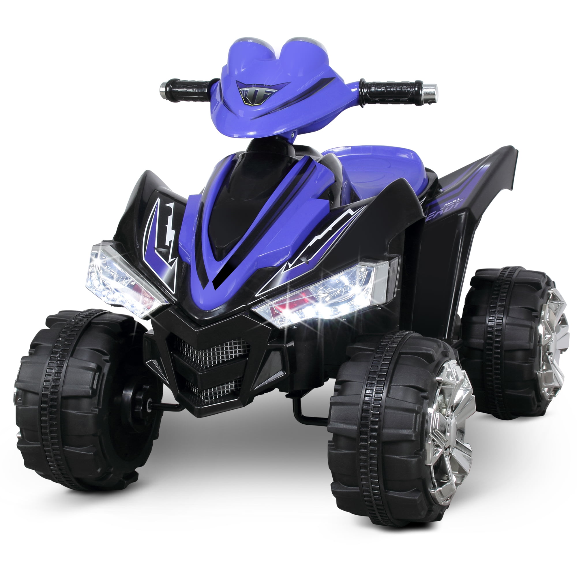 Kidzone Kids Ride On ATV MP3/USB Music Player LED Headlight 12V Battery Powered 45W Motor Electric Vehicle 2 Speed Quad Bike with Plastic Tires Four Wheels Suspension Blue 