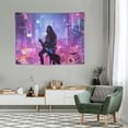 thumbnail image 2 of ONETECH  Futuristic Game City Landscape Tapestry Japanese City Night View Neon Urban Aesthetic Wall Hanging Flannel Tapestries for Bedroom Living Room, 2 of 7