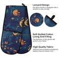 thumbnail image 4 of 35" x7" Double Oven Mitt Heat Resistant Oven Gloves Withstands Up to 200°C for Kitchen Baking & BBQ Black Haunted House, 4 of 6
