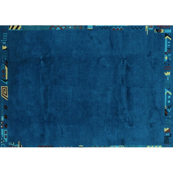 Ahgly Company Indoor Rectangle Abstract Light Blue Modern Area Rugs, 5' x 8'