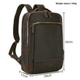 thumbnail image 2 of Double Zipper Main Bag Genuine Leather Large Capacity Crazy Horse Leather Outdoor Travel Leisure Backpack,18 Inches, 2 of 2