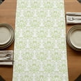 thumbnail image 5 of Green Baroque 108 Inch Table Runner, Abstract Art Floral Pattern Farmhouse Dresser Scarf Cotton & Linen Tablerunner for Dining/Kitchen Island/Holiday Party Décor 13" x 108", 5 of 9