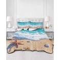 thumbnail image 3 of Ocean Beach Twin Size Down Alternative Comforter, Lightweight Comforter Quilt Bedding Set with Pillow Shams Coastal Nautical Starfish Shells Sea Waves All Seasons Bed Comforter Duvet Insert 68"x86", 3 of 7