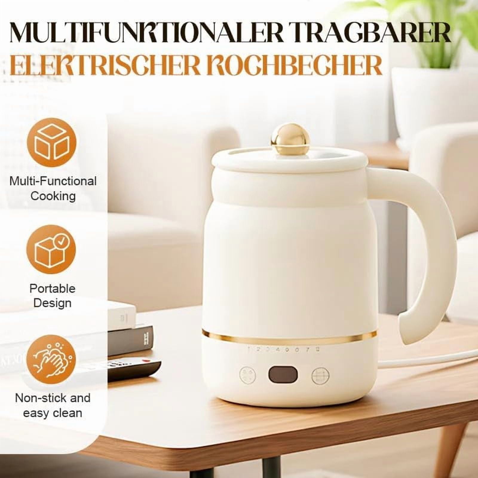 Multifunctional Portable Electric Cooking Mug, Multi-Preserving Electric Stew Mug, Lightweight Travel Electric Kettle Portable Mini Kettle, Fast Boil Teapot, 24H Keep-Warm (Green)
