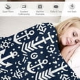 thumbnail image 3 of GOSMITH Soft Plush Blankets Soft Cushion Anchor Navy Blue White Nautical White, 3 of 6