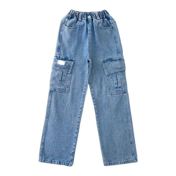 JLMSPLWG Kids Wide Leg Jeans with Multi Pockets Toddler Cargo Denim Jeans Girl Baggy Boyfriend Jean Streetwear Girls Cool Y2k Grunge Pants Girl's Clothes
