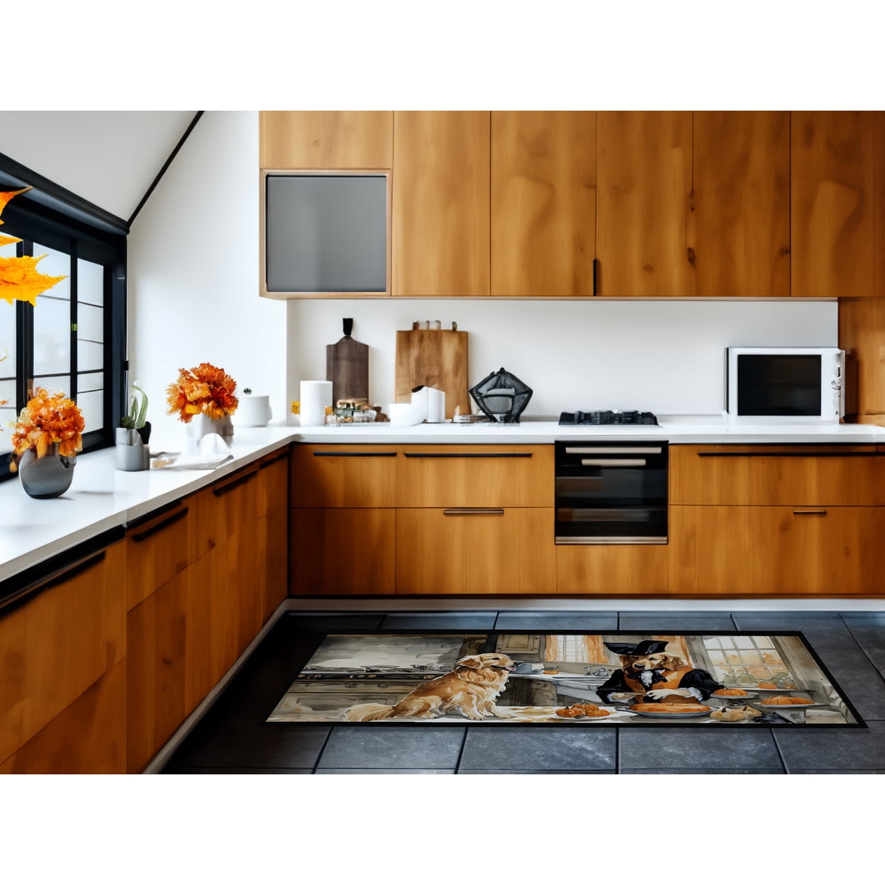 Golden Retriever Fall Kitchen Pumpkins Runner Mat 28x58 58 in x 28 in
