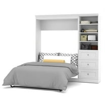 Atlin Designs 84" Wood Full Murphy Bed and Organizer with Drawers in White