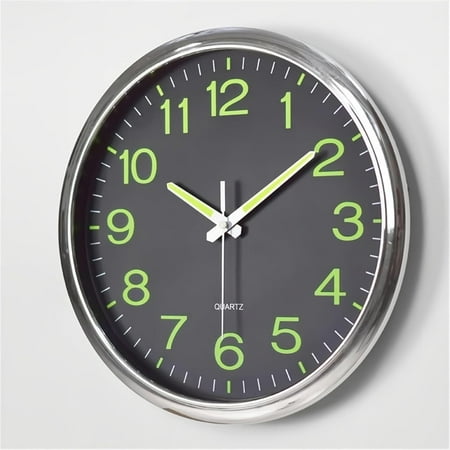 BERGUF 12 Quartz Modern Glow In The Dark Indoor Oversized Wall Clock, Silent Mechanism