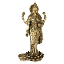 Huge Basket - Goddess Maa Laxmi Idol Brass Statue Standing in Lotus Lakshmi for Temple Puja Home Decor Murti Office Gift Item Showpiece