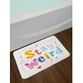 thumbnail image 2 of Stay Weird Bath Mat, Colorful Funky Calligraphy with Ornaments Stars Clouds and Heart, Plush Bathroom Decor Mat with Non Slip Backing, 29.5" X 17.5", Multicolor, by Ambesonne, 2 of 2
