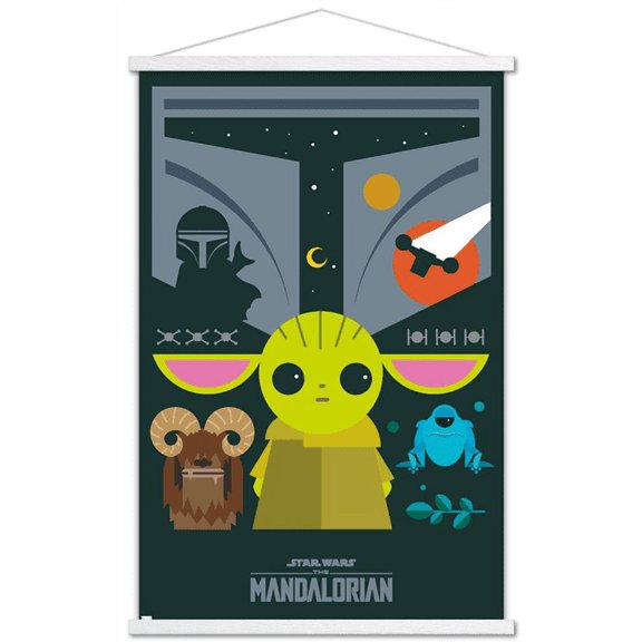 Star Wars: The Mandalorian - Geo Pop Group Wall Poster with Magnetic Frame, 22.375" x 34"