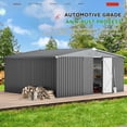 thumbnail image 3 of AECOJOY 14' x 12' Outdoor Storage Shed with Lockable Door Patio Metal Garden Storage Building in Dark Gray for Outside, 3 of 7