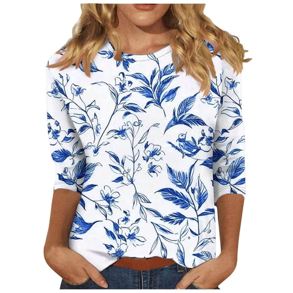 Women Blouse 3/4 Sleeve Petite, Plus Size Womens Shirts Fitted Basic Tees 3/4 Women Fashion Tops Trendy Dry Fit Shirts for Women my orders