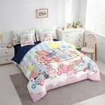 thumbnail image 2 of Cartoon Elephant Comforter Set Cute Fruits Flowers Stripes Bedding Set Twin Size 7 Pcs,Strawberry Cherry Cadies Bed Set Room Decor Bed in a Bag with Comforter,Sheets,Pillowcases, 2 of 5