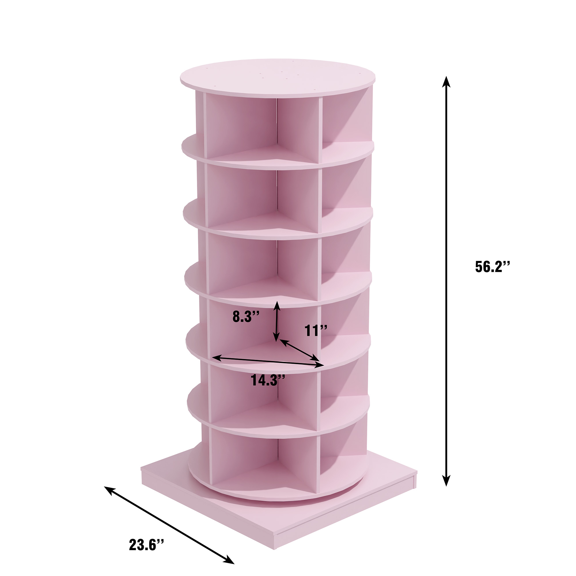 Aukfa 6-Tier Rotating Shoe Rack Storage, 360° Spinning Shoe Organizer Closet, Pink