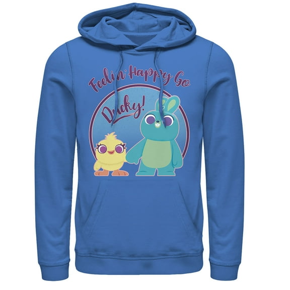 Men's Toy Story Ducky & Bunny Feelin' Happy  Pull Over Hoodie Royal Blue Large