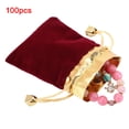 thumbnail image 1 of Bolsa con cordón para bodas, 100 unidades, bolsas de lujo para embalaje de joyas, bolsa con cordón para joyas, diseñada con precisión, 1 of 9