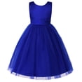 thumbnail image 2 of Uhnice Flower Girl Dress Satin V-Back Ball Gown for Wedding Party with Bowknot (Navy Blue, 7-8/130cm), 2 of 7