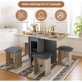 thumbnail image 3 of MIERES Folding Dining Table Set for 4, Dinner Table with 4 Leather Chairs and Shelves, Space Saving Foldable Dining Table with 6 Wheels, Kitchen Table for Small Spaces (Grey), 3 of 7