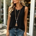 thumbnail image 6 of Taqqpue Tank Top for Women Loose Fit Scoop Neck Sleeveless Blouse Tops Casual Summer Flowy Cami Shirts Beach Vacation Solid Color Plus Size T Shirt Women, 6 of 10