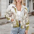 thumbnail image 3 of Jackets for Women Winter Coat Jackets Flannel Stand Collar Jacket(Elegant Floral Botanical Design,Size:S-4XL), 3 of 7