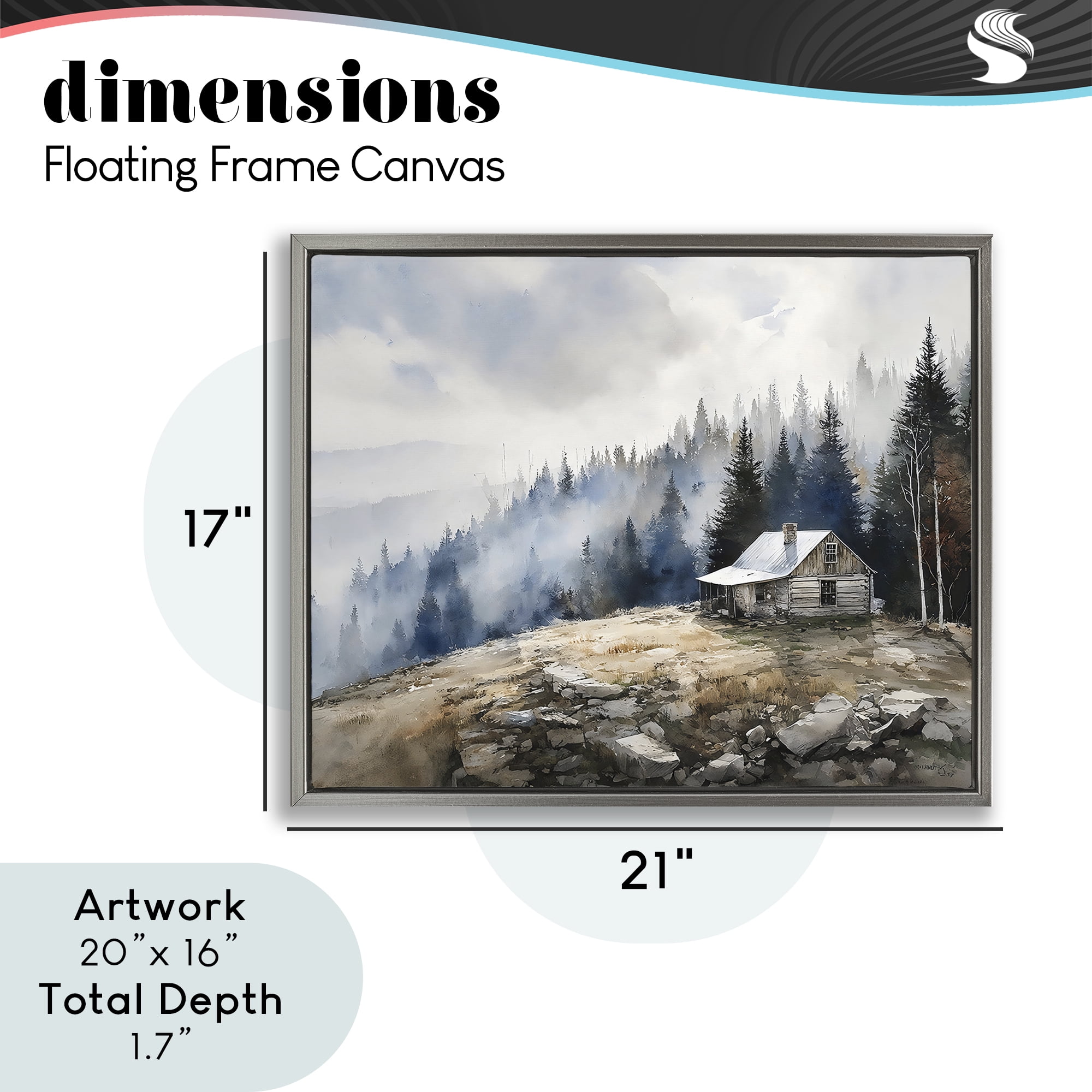 Stupell Industries Misty Cabin on Ridge Gray Framed Floater Canvas Wall Art, design by Franklyn Gregory