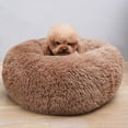 thumbnail image 6 of BODISEINT Modern Soft Plush Round Pet Bed for Cats or Small Dogs, Mini Medium Sized Dog Cat Bed Self Warming Autumn Winter Indoor Snooze Sleeping Cozy Kitty Teddy Kennel (S(19.7”Dx7.9 H), Coffee), 6 of 8