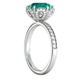 thumbnail image 5 of 2 ctw Lab Created Green Emerald Stone Ring with Diamonds 14K White Gold Flower Vintage Halo, 5 of 5