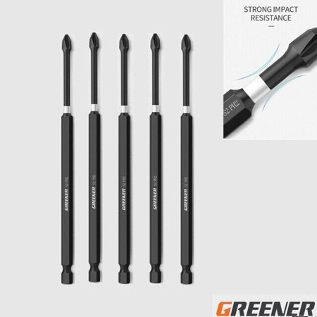 

Greener 5x 6 (150mm) Inch Phillips PH # 2 Power Impact Bit Industrial 10 pack 1/4 Hex 5x Strong Magnetic 3x stronger