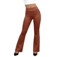 thumbnail image 5 of Dress Work Pants Women Business Casual Slack Trousers Stretchy Pull On Office Flare Pants with Pockets Brown M, 5 of 5