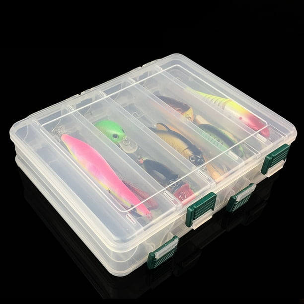Edtara Double Sided Plastic Fishing Tackle Box 10 Compartments Fishing Lures Shrimp Bait Container Organizer Storage Case