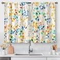 thumbnail image 1 of Colorful Leaves Kitchen Curtains - Floral Spring Botanical Tier Cafe Curtains Farmhouse Country Small Window Curtains for Bathroom Living RV Rod Pocket Window Drapes 24 Inch 2 Panels Set 28"x24", 1 of 5