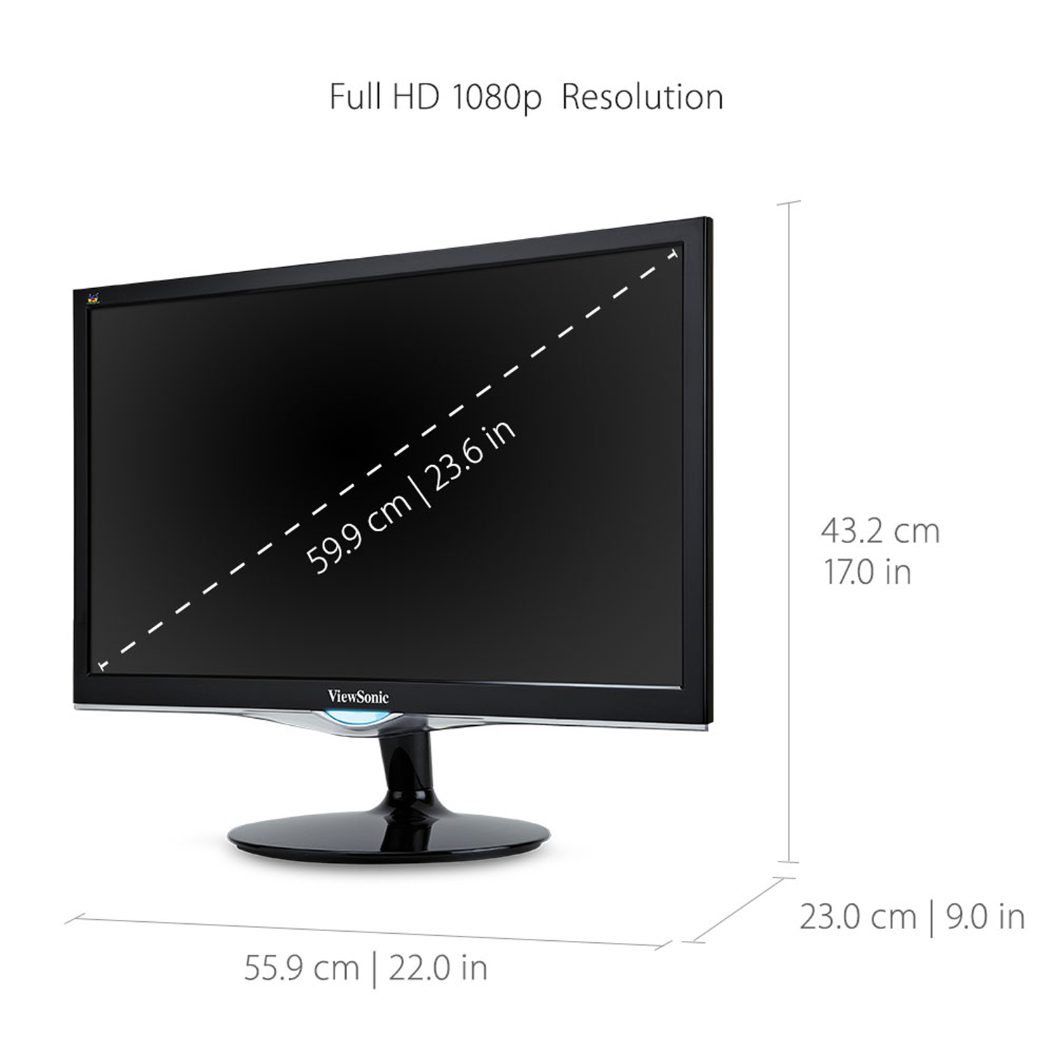 ViewSonic VX2452MH 24 Inch 2ms 60Hz 1080p Gaming Monitor with HDMI DVI and VGA inputs - image 4 of 7