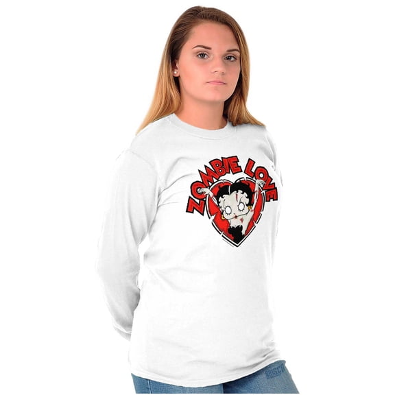 Betty Boop Zombie Love Heart Women's Long Sleeve T Shirt Brisco Brands S