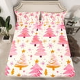 thumbnail image 2 of Manfei Dreamy Christmas Tree Twin Sheet Sets,Kawaii Stars Print Twin Fitted Sheet,Pink Beige Flat Sheet For Boys Kids,Microfiber Bedroom Decor,3pcs, 2 of 7
