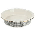 thumbnail image 2 of (4 pack) Thyme & Table 9" Ceramic Pie Dish - Black & White Crosshatch, 2 of 6