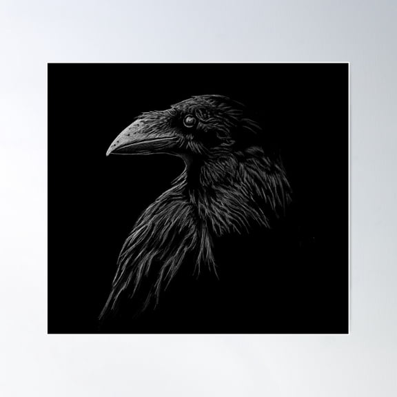 Mystical Black Raven Illustration Crow Artwork Poster Wall Art, Modern Wall Decor For Living Room Bedroom, 8x12 UNFRAMED