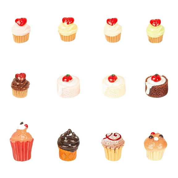 PBPBOX 12Pcs Miniature Cakes Dessert for Photography Kitchen Scene Decor