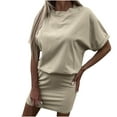 thumbnail image 2 of Lilgiuy Summer Sales Women's Summer Fashion Solid Color Round Neck Short Sleeve Casual Sports Dress, 2 of 5