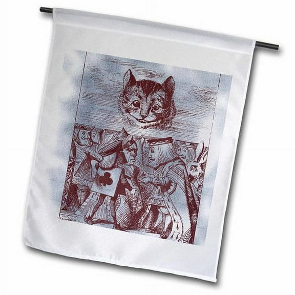 3dRose, Cat and Cards Vintage Alice in Wonderland, 18 x 27 inch Garden Flag