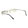 thumbnail image 4 of Mens Spring Hinge Narrow Rectangular Rimless Classy Metal Rim Sunglasses Silver - Clear, 4 of 4