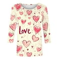 thumbnail image 4 of Craaazy Women's Valentine's Printing Shirts 3/4 Sleeve Round Neck Pullover Tops Gifts, 4 of 5