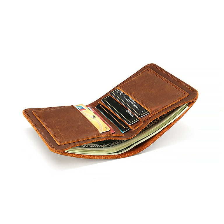 Minimalist Mens Wallet, Handmade Leather Wallet for Men, RFID Blocking  Wallet, Slim Card Wallet for Men, 10 Credit Card Holder Slots, Mens Leather  Wallet in Mens Gift Box, Brown Wallet 