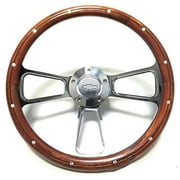 New World Motoring Camaro Mahogany Steering Wheel, Billet Aluminum, Chevy Horn & Billet Adapter