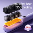 thumbnail image 2 of CHELE Hair Straightener Brush, 10s Fast Heating, 5 Temp Settings & Dual Voltage, Ceramic Hot Comb for Women - Purple, 2 of 7