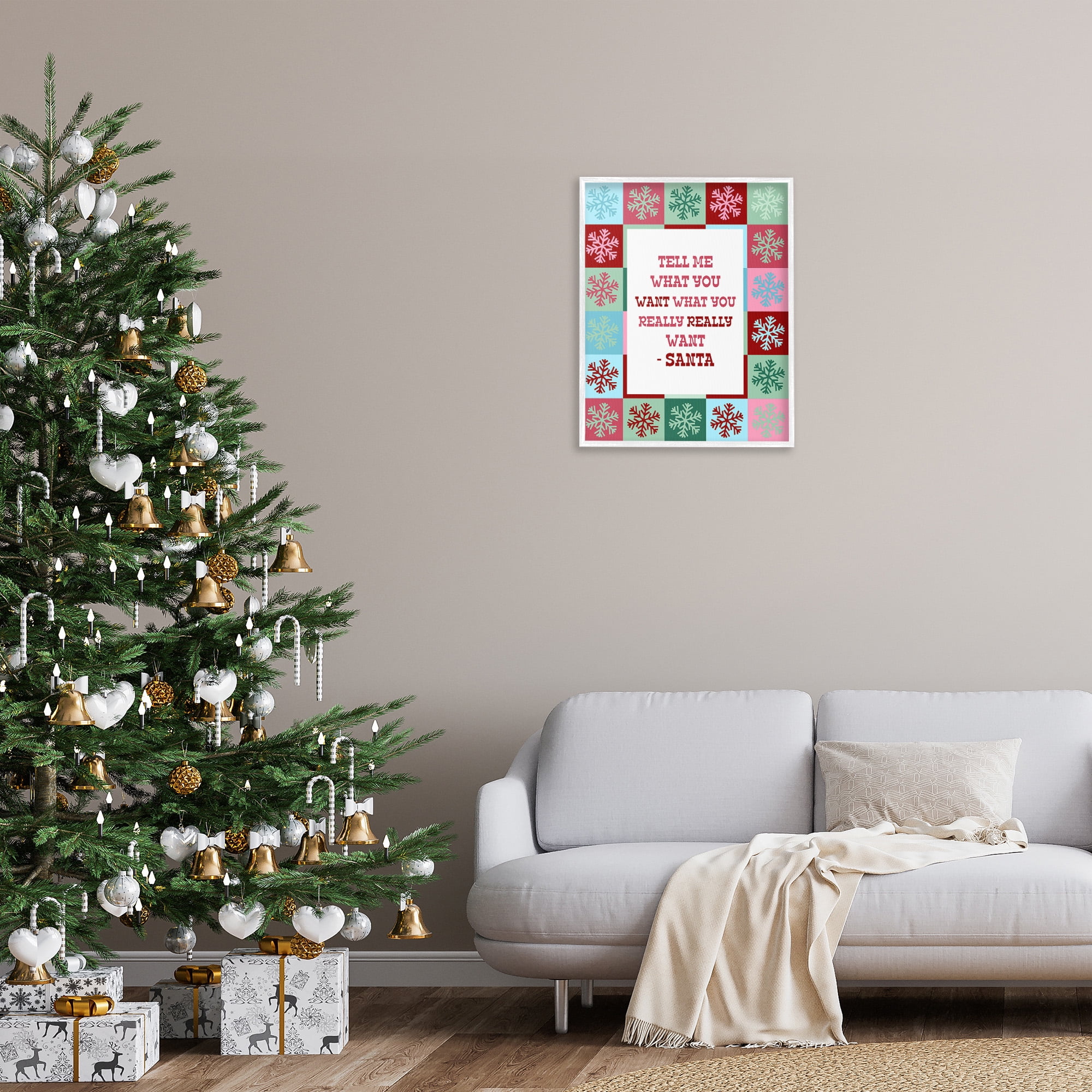 Stupell Industries Funny Santa What You Want Holiday Painting White Framed Art Print Wall Art, 24 x 30