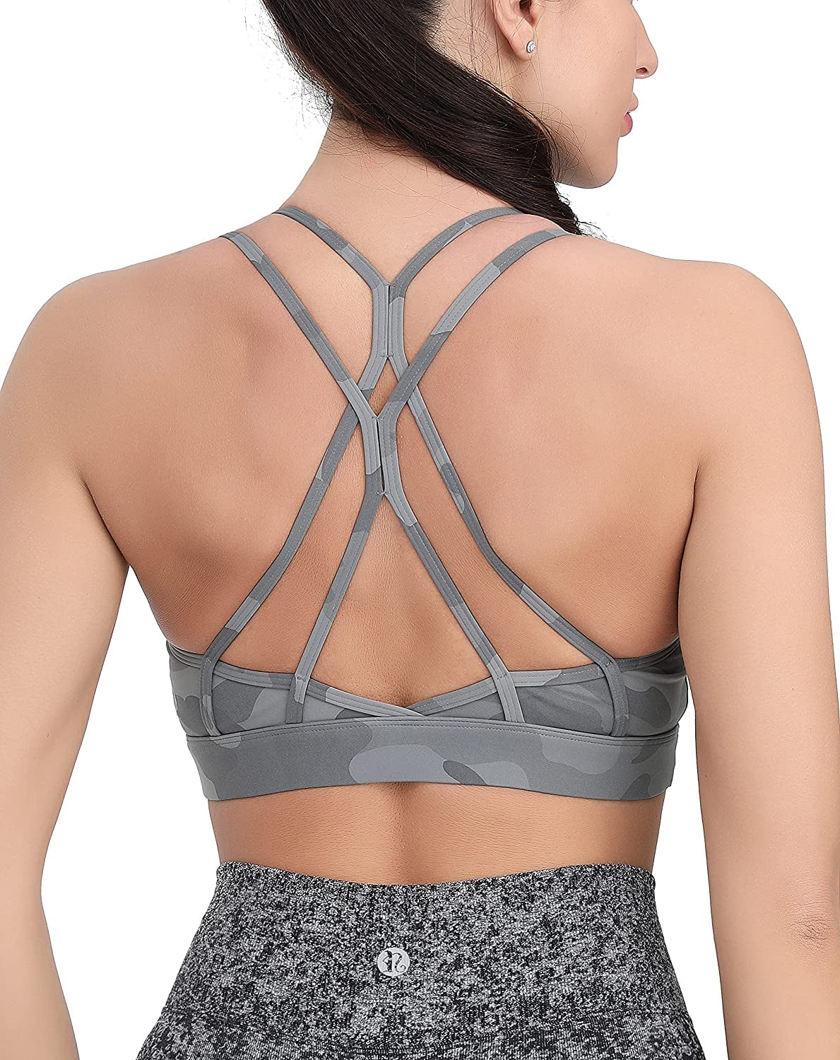 Buy RUNNING GIRL Strappy Sports Bra for Women Sexy Crisscross Back Light  Support Yoga Bra with Removable Cups(WX2310.Black.L) at